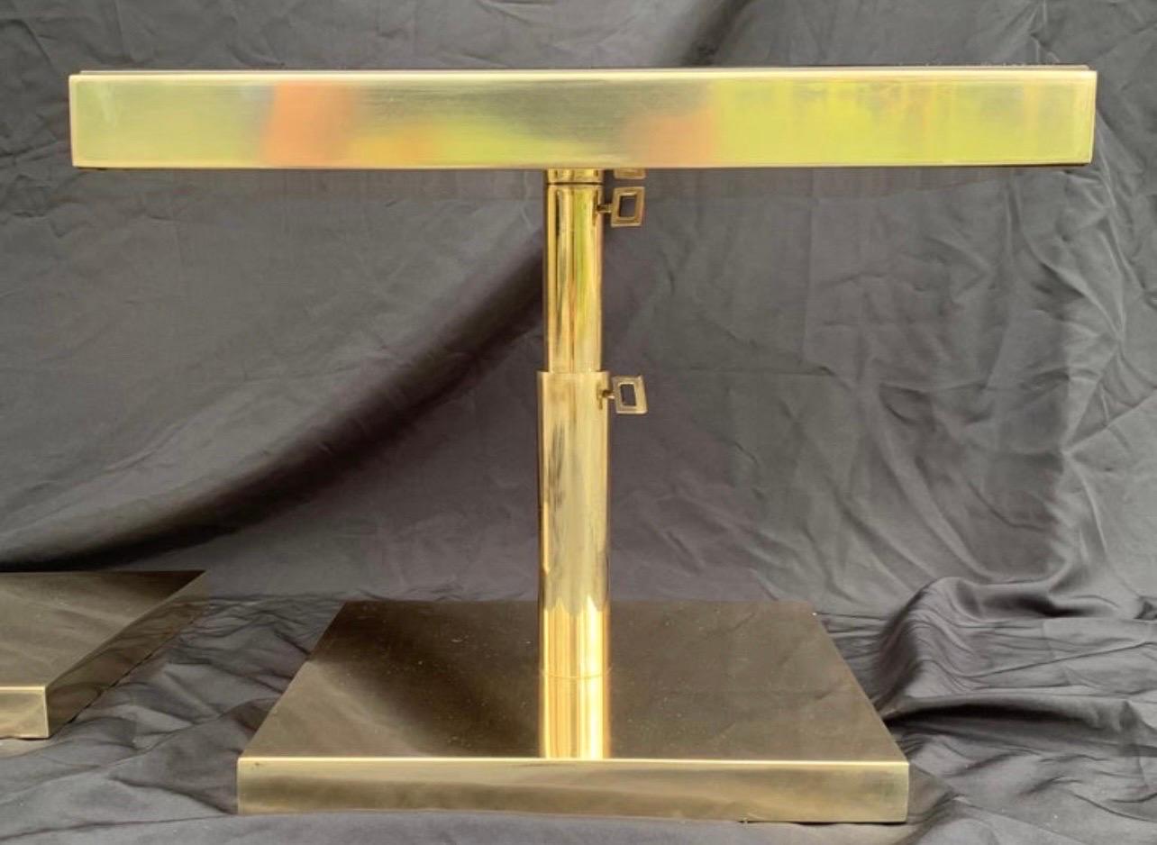 Brass Mid-Century Modern Lorin Marsh Bronze Beveled Mirror Telescoping Square Table For Sale