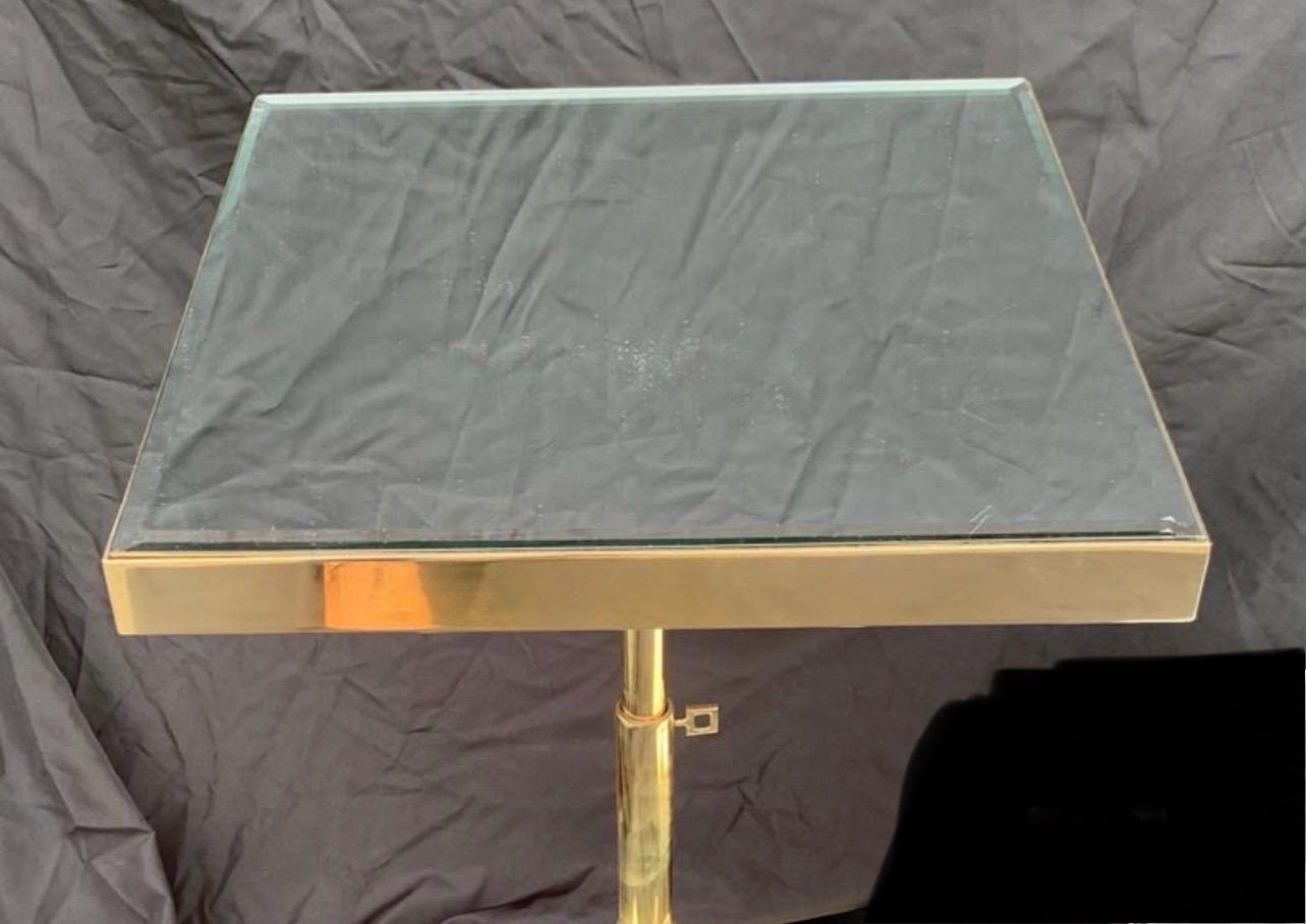 Mid-Century Modern Lorin Marsh Bronze Beveled Mirror Telescoping Square Table For Sale 1
