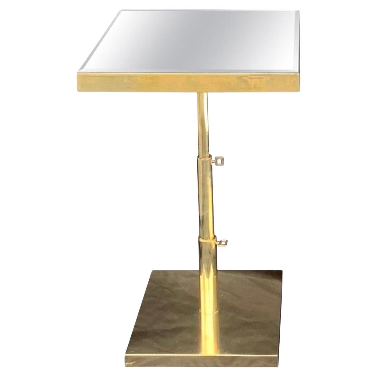 Mid-Century Modern Lorin Marsh Bronze Beveled Mirror Telescoping Square Table