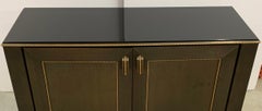 Mid-Century Modern Lorin Marsh Bronze Brass Ormolu Bead Black Glass Cabinet