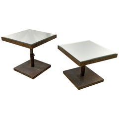 Mid century Modern Lorin Marsh Telescoping Square Side End Tables Beveled Mirror