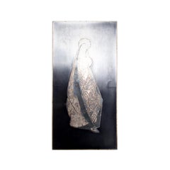 Mid-Century Modern Los Castillo Virgin Mary Striking Silver Panel Plaque, Mexico