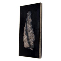 Mid-Century Modern Los Castillo Virgin Mary Striking Silver Panel Plaque, Mexico