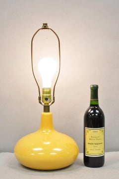 Mid Century Modern Lotte and Gunnar Bostlund Mustard Yellow Ceramic Table Lamp