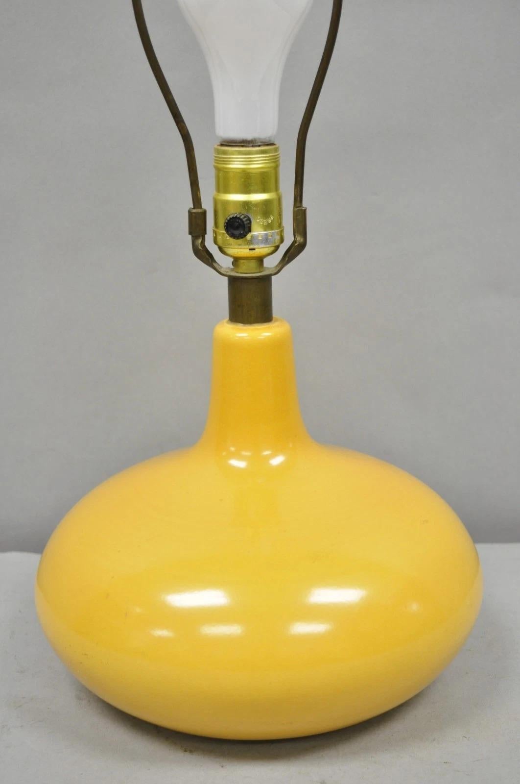 Mid-Century Modern Mid Century Modern Lotte and Gunnar Bostlund Mustard Yellow Ceramic Table Lamp For Sale