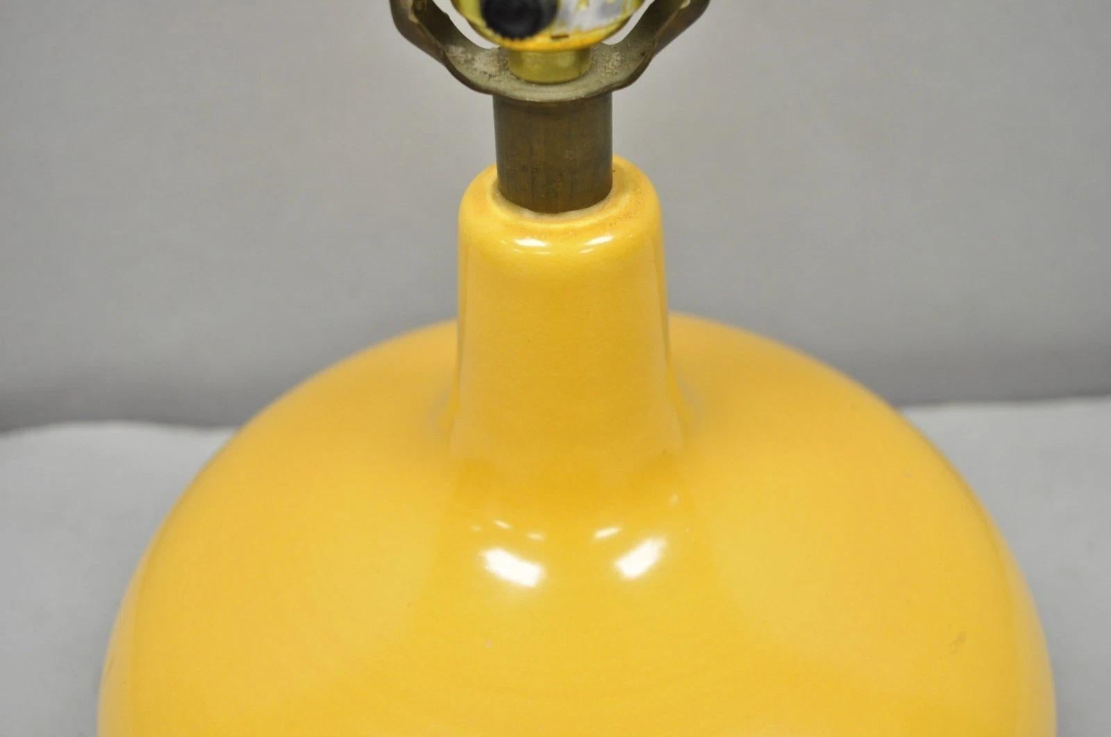 20th Century Mid Century Modern Lotte and Gunnar Bostlund Mustard Yellow Ceramic Table Lamp For Sale