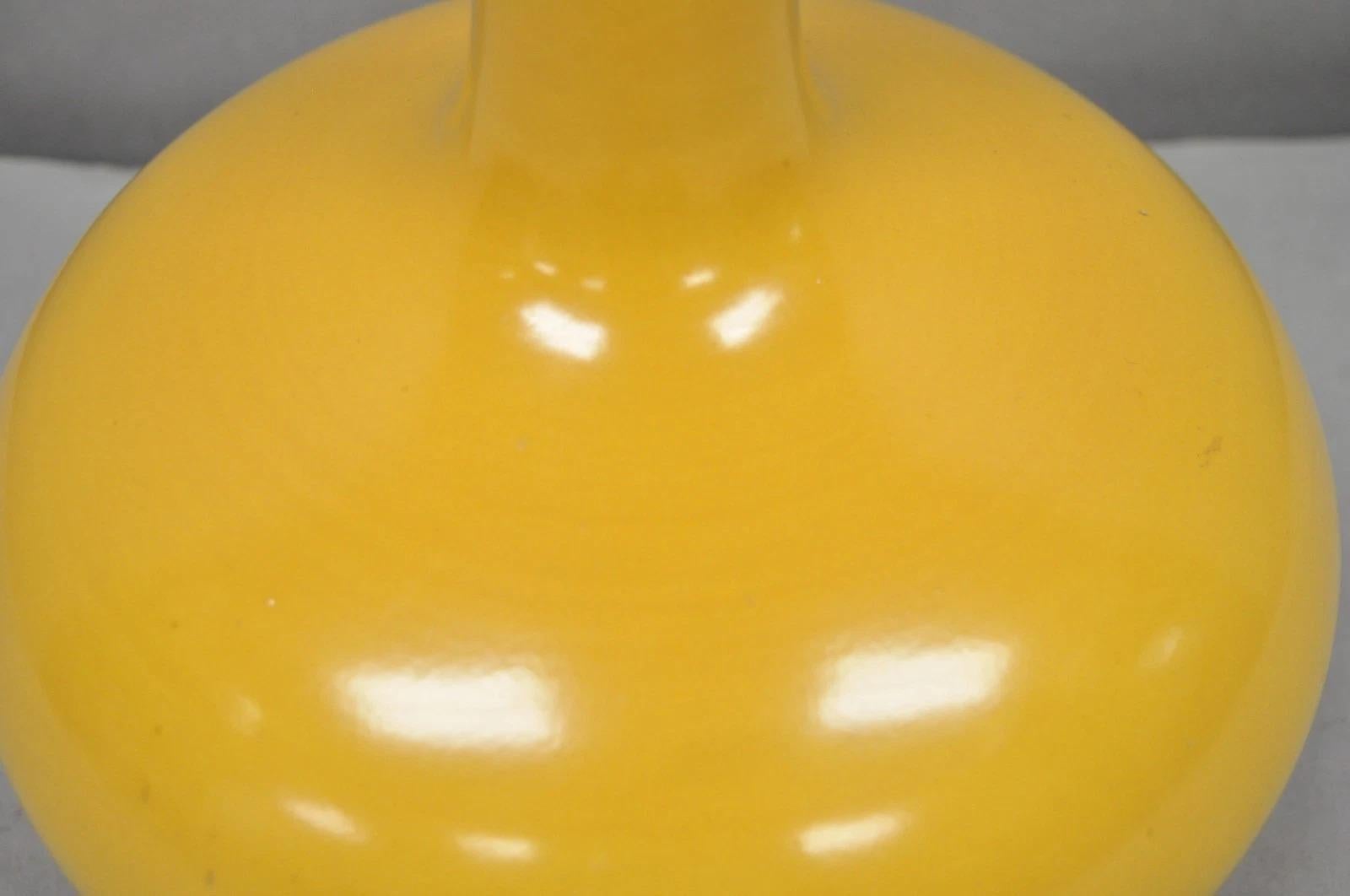 Mid Century Modern Lotte and Gunnar Bostlund Mustard Yellow Ceramic Table Lamp For Sale 1