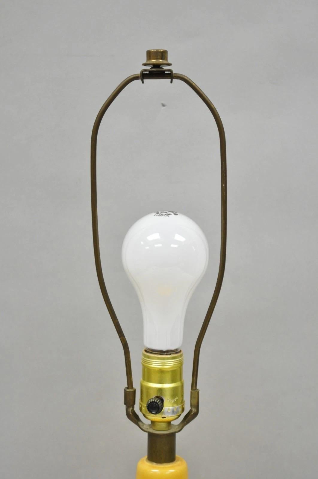 Mid Century Modern Lotte and Gunnar Bostlund Mustard Yellow Ceramic Table Lamp For Sale 3