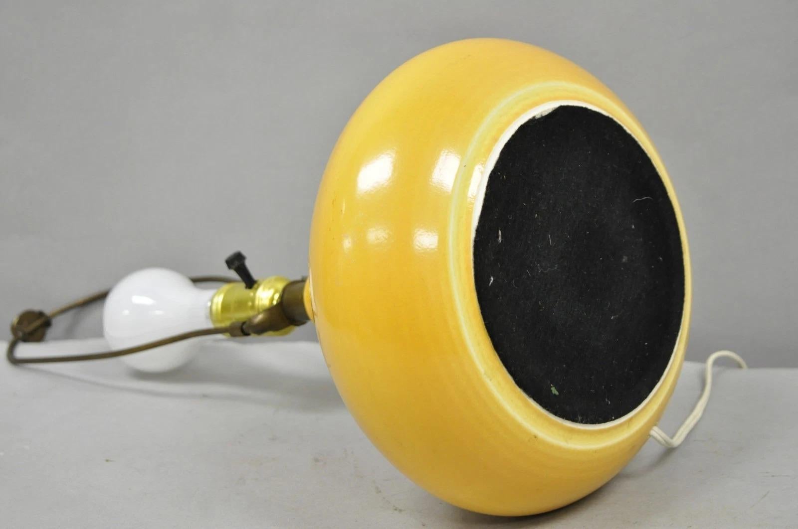 Mid Century Modern Lotte and Gunnar Bostlund Mustard Yellow Ceramic Table Lamp For Sale 4