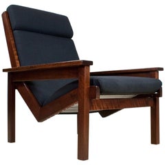 Vintage Mid-Century Modern Lotus Lounge Chair in teak and black by Rob Parry, 1960s