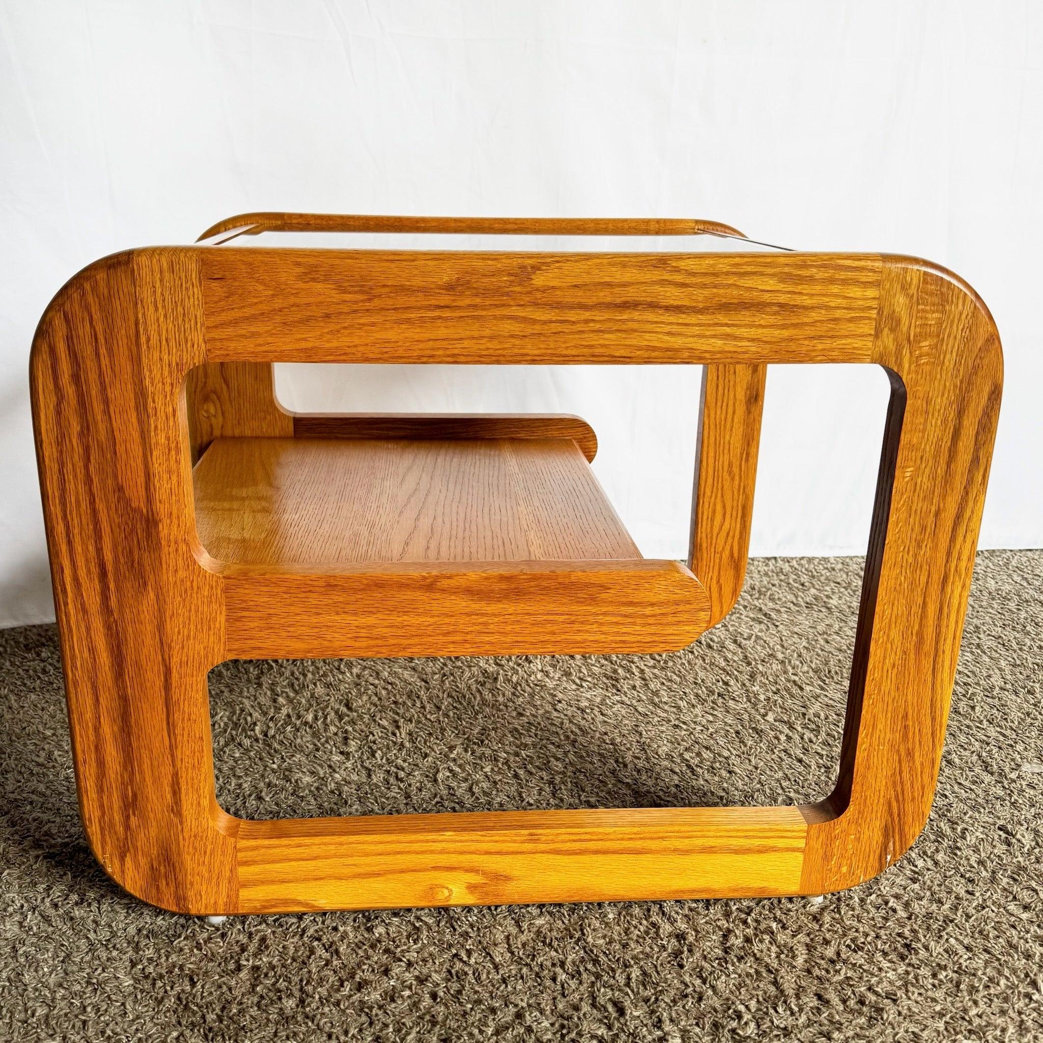 American Mid Century Modern Lou Hodges Oak Wood Side Table For Sale