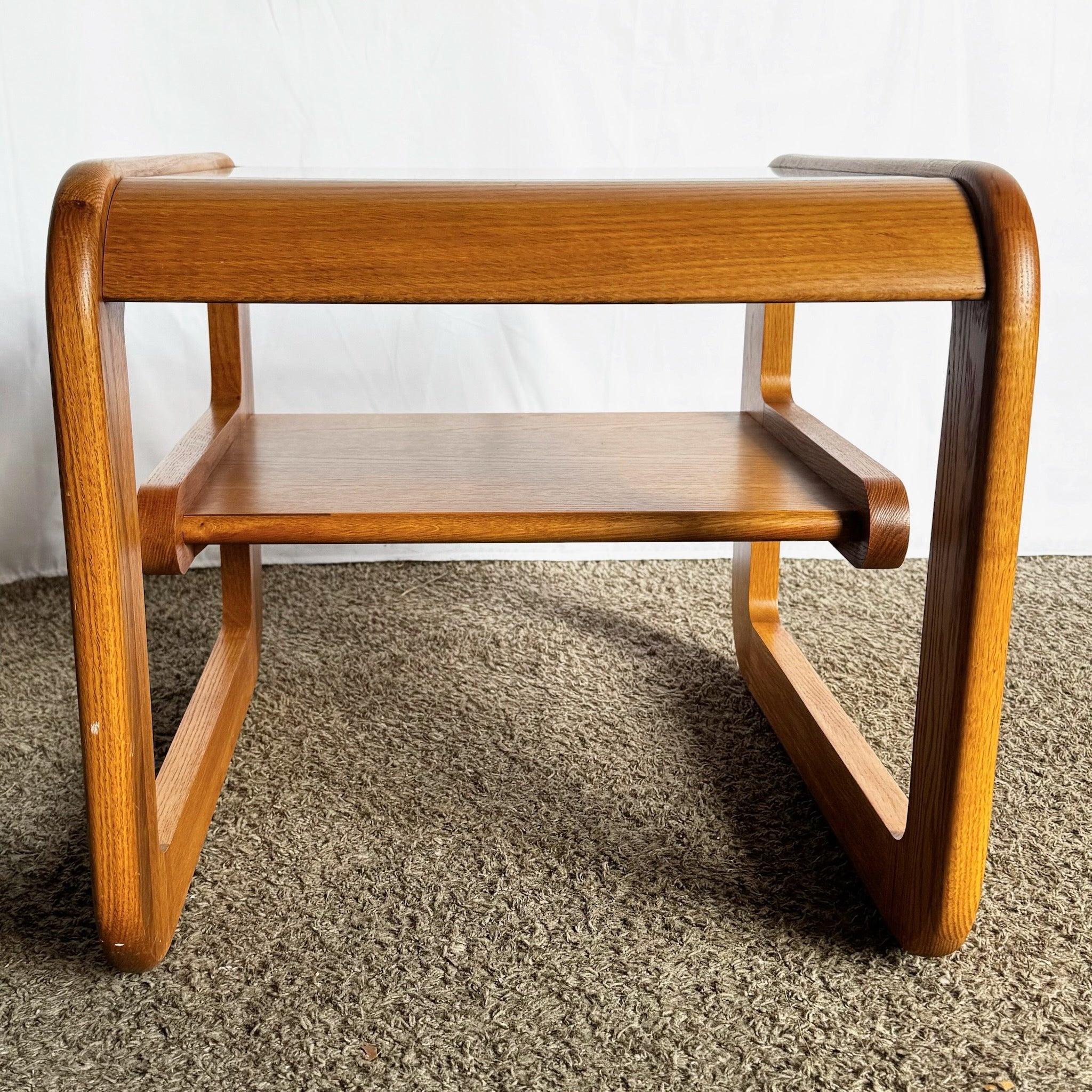 Mid Century Modern Lou Hodges Oak Wood Side Table In Good Condition For Sale In Delray Beach, FL