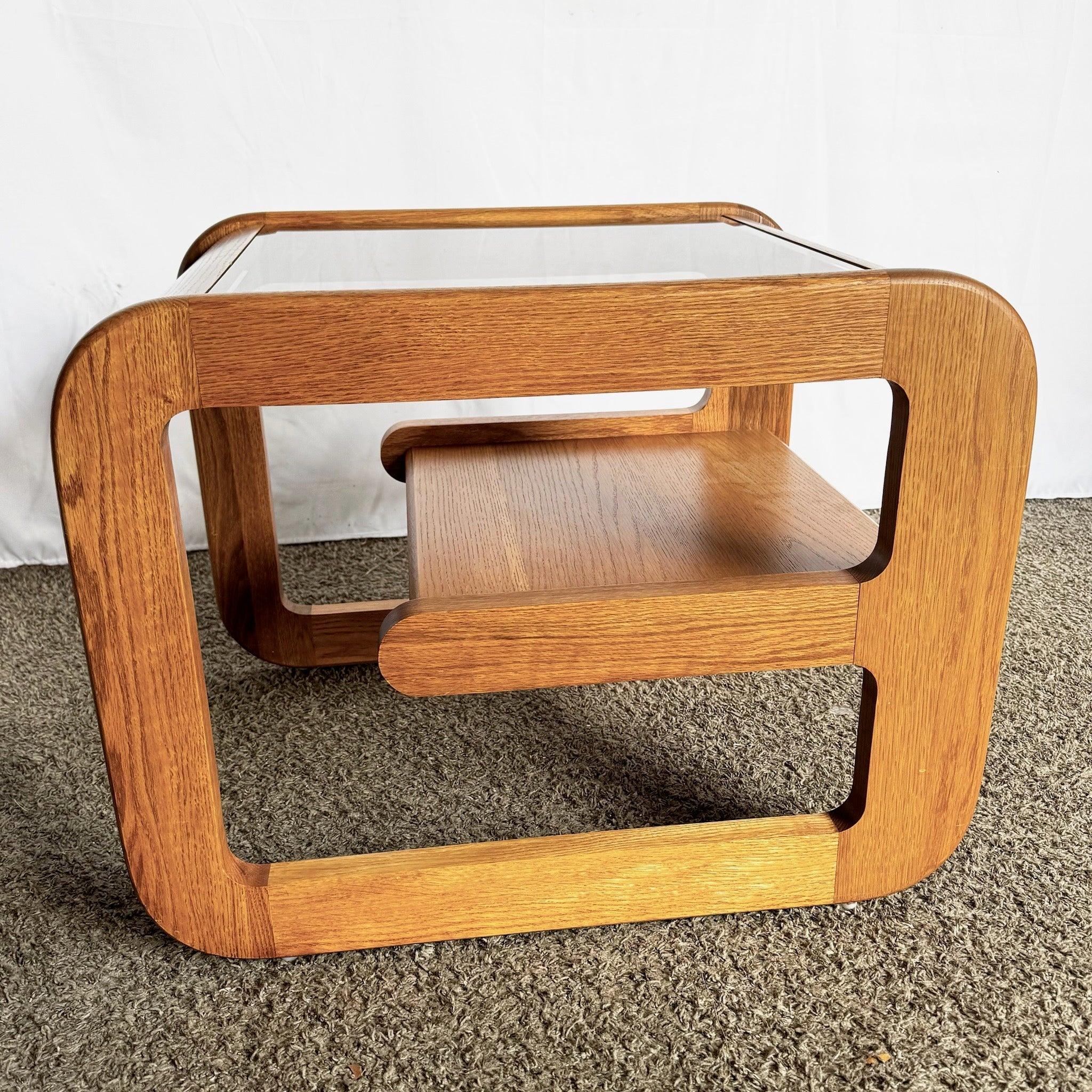 Mid Century Modern Lou Hodges Oak Wood Side Table For Sale 1
