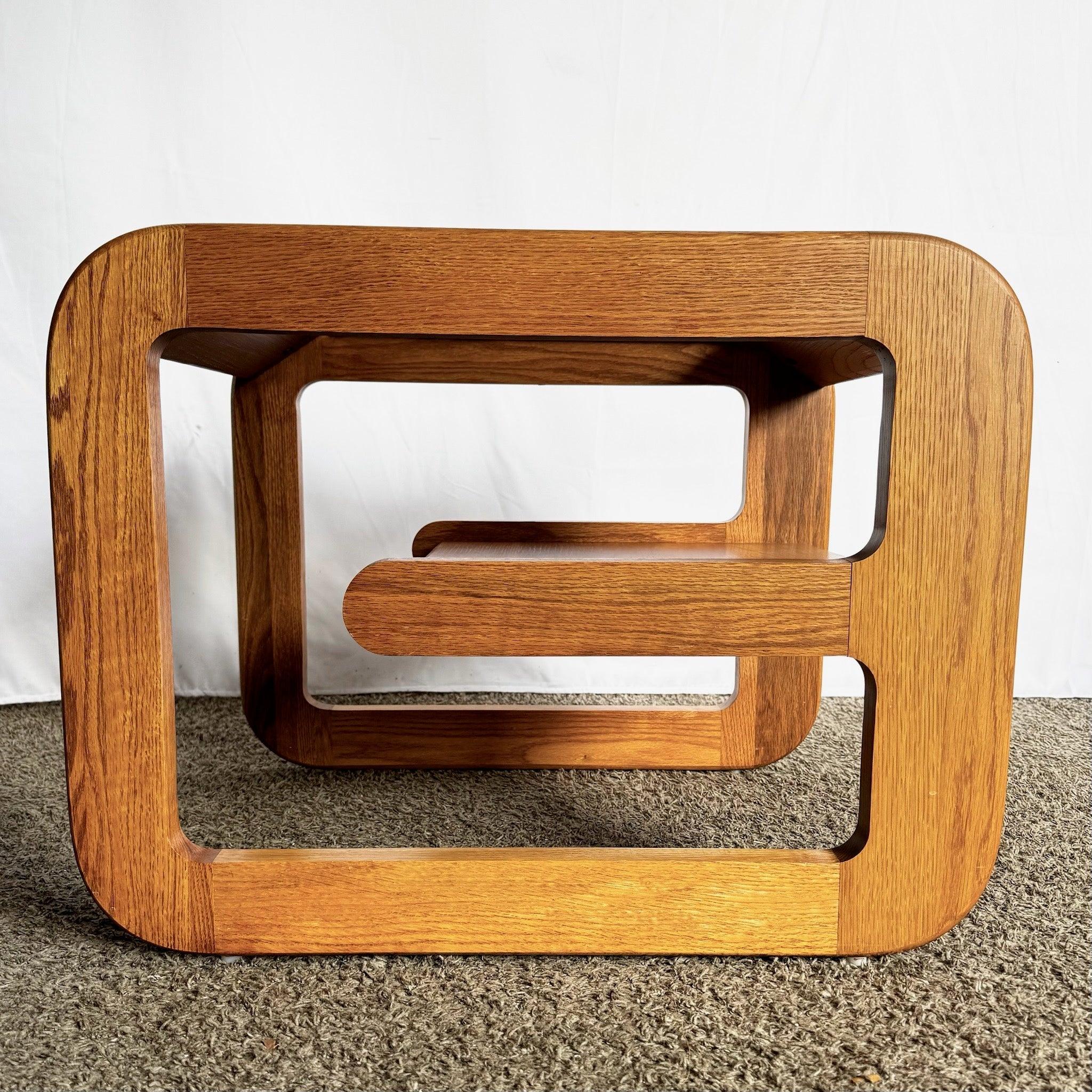 Mid Century Modern Lou Hodges Oak Wood Side Table For Sale 2