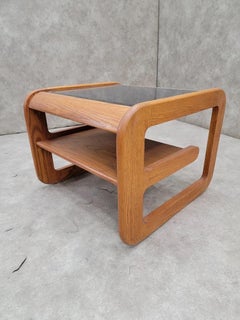 Mid Century Modern Lou Hodges Side Table With Tinted Glass