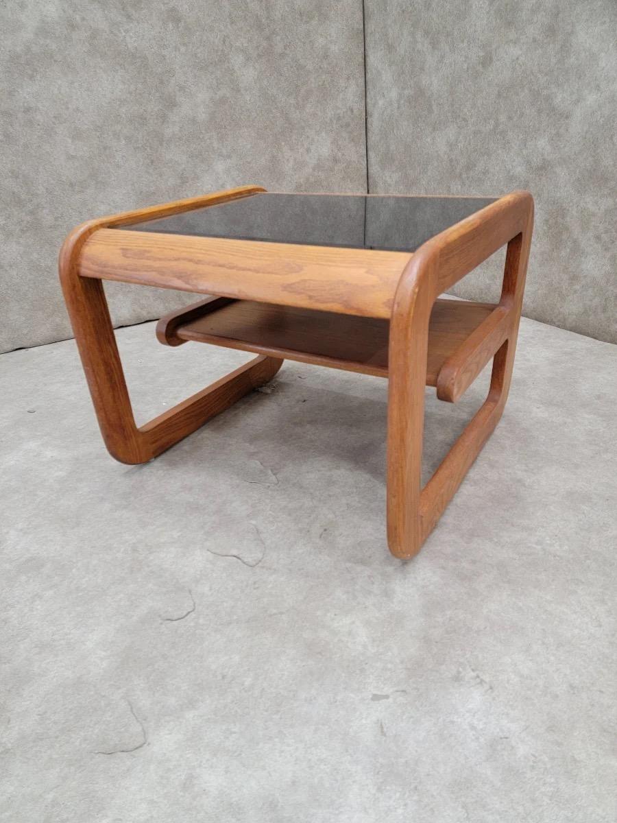 Mid-Century Modern Mid Century Modern Lou Hodges Side Table With Tinted Glass