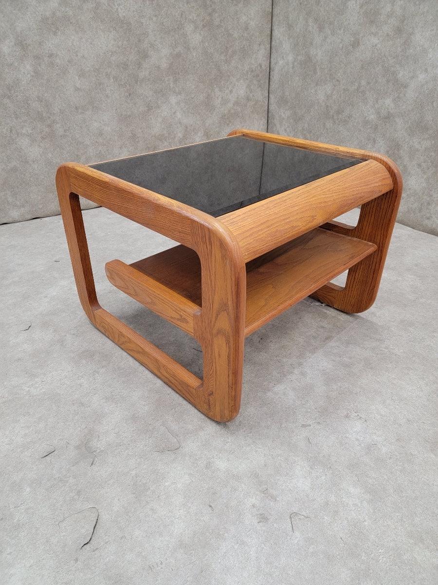 Unknown Mid Century Modern Lou Hodges Side Table With Tinted Glass