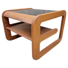 Mid Century Modern Lou Hodges Side Table With Tinted Glass