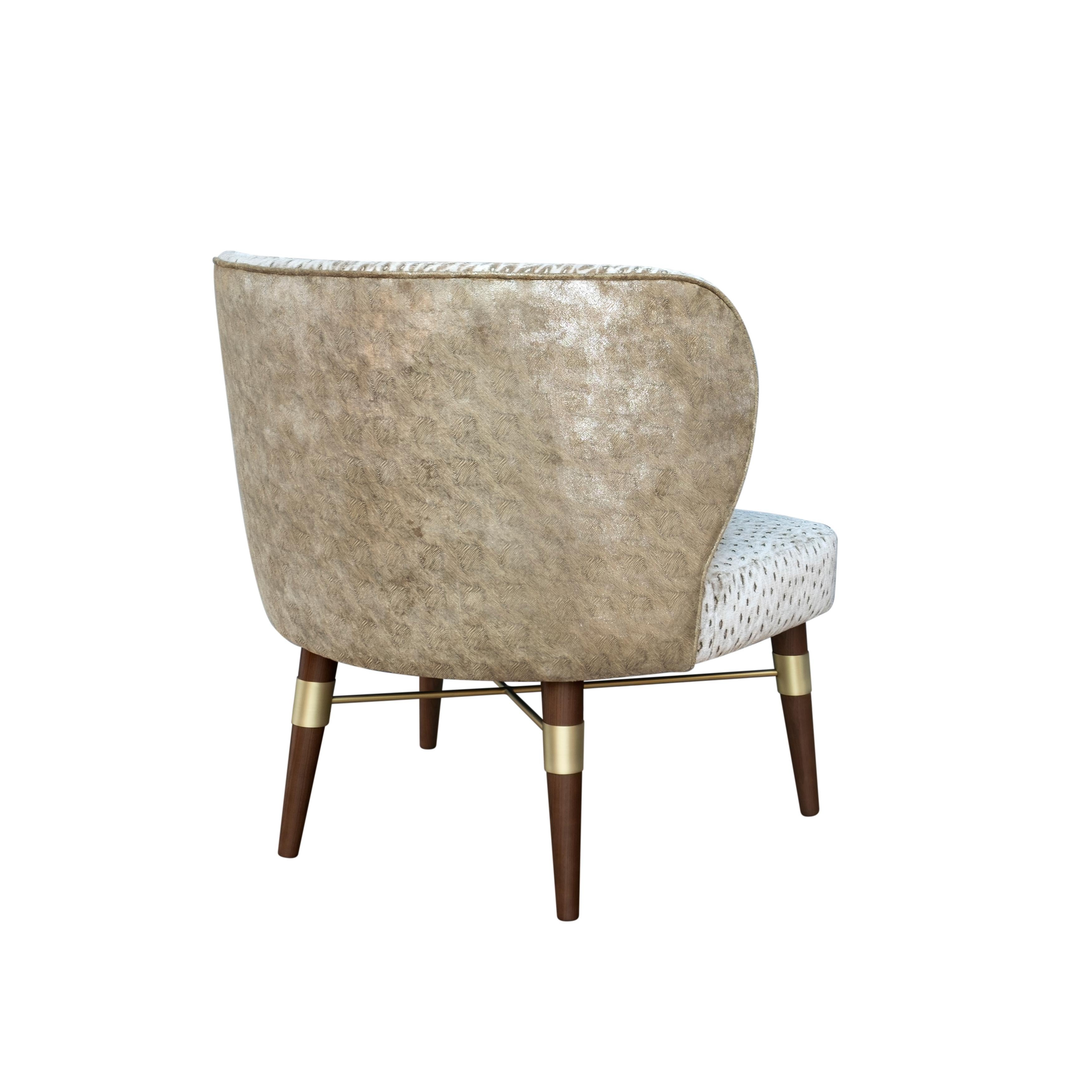 Portuguese Mid-Century Modern Louis Armchair Embroidered Velvet  Made in Portugal by Ottiu For Sale