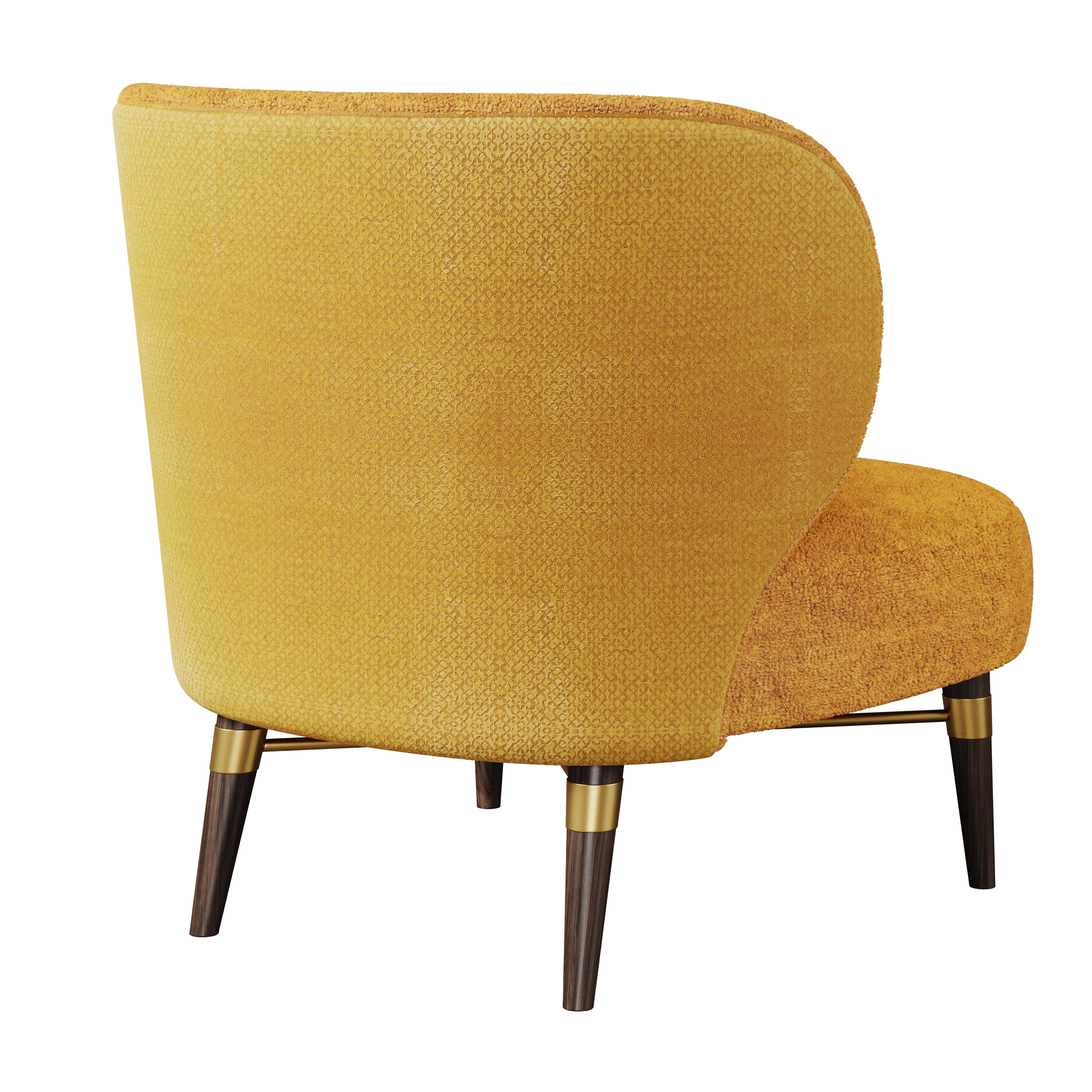 Mid-Century Modern Louis Armchair Embroidered Velvet  and Jacquard Velvet In New Condition For Sale In RIO TINTO, PT