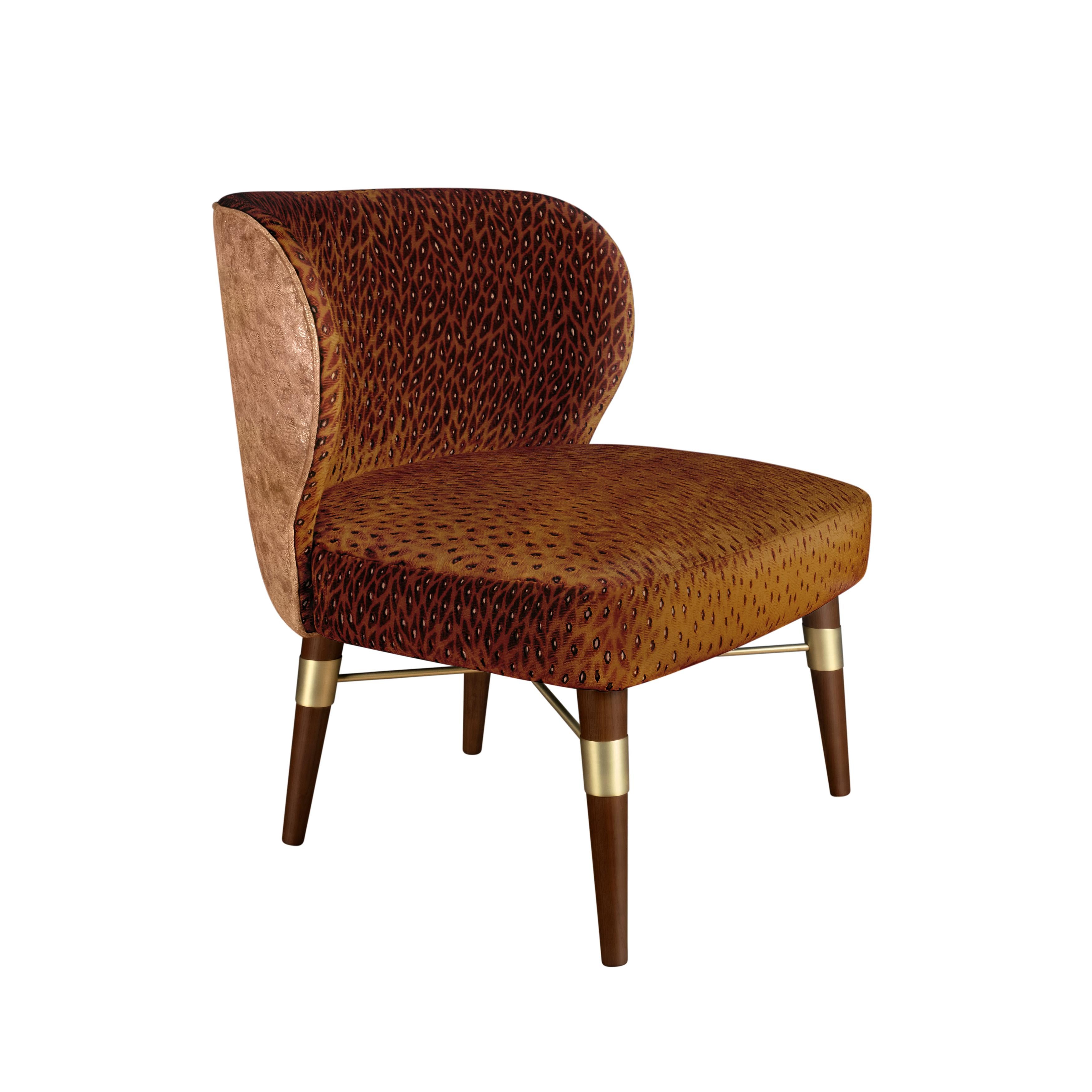 Mid-Century Modern Louis Armchair Embroidered Velvet  Made in Portugal by Ottiu In New Condition For Sale In RIO TINTO, PT