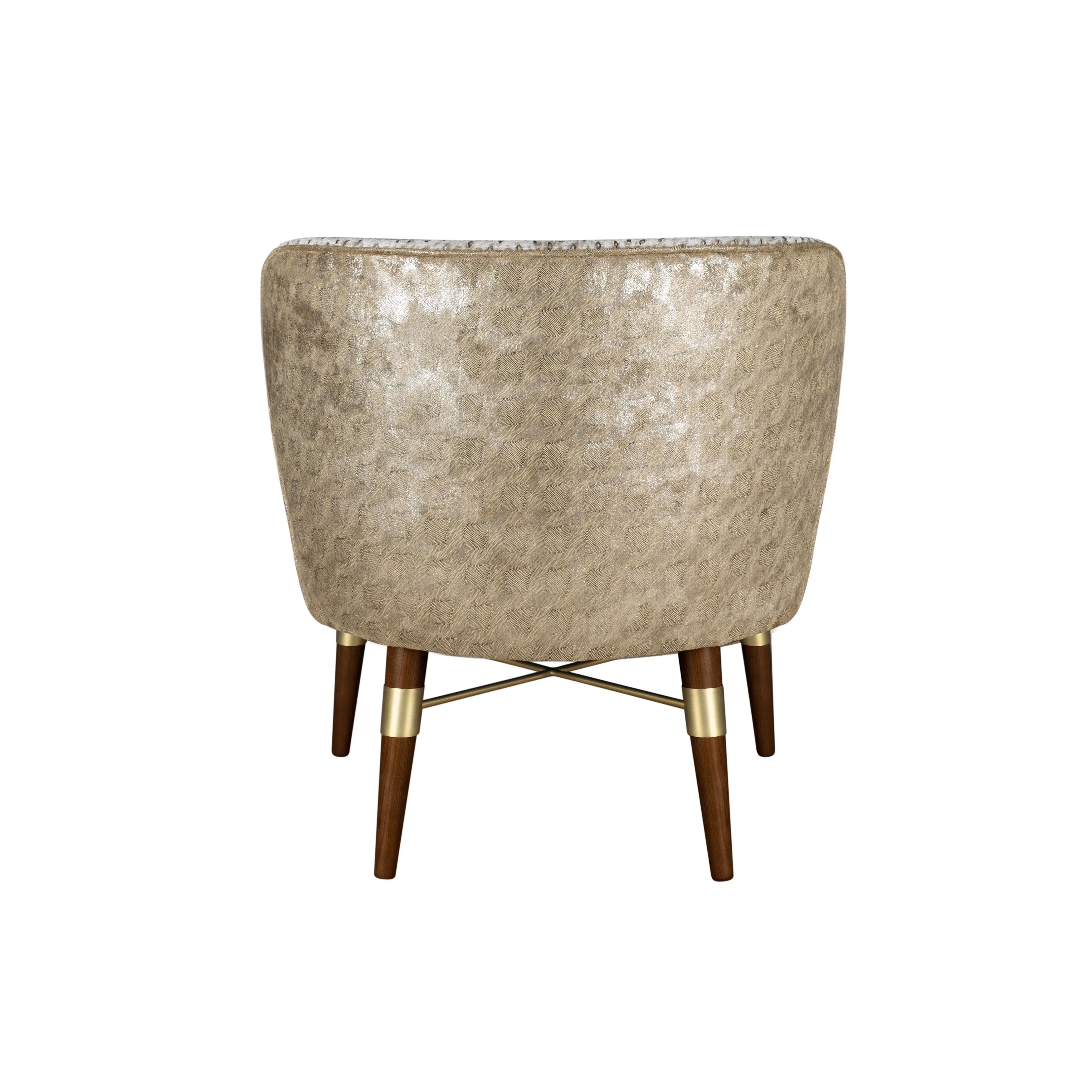 Mid-Century Modern Louis Armchair Embroidered Velvet  Made in Portugal by Ottiu For Sale 1