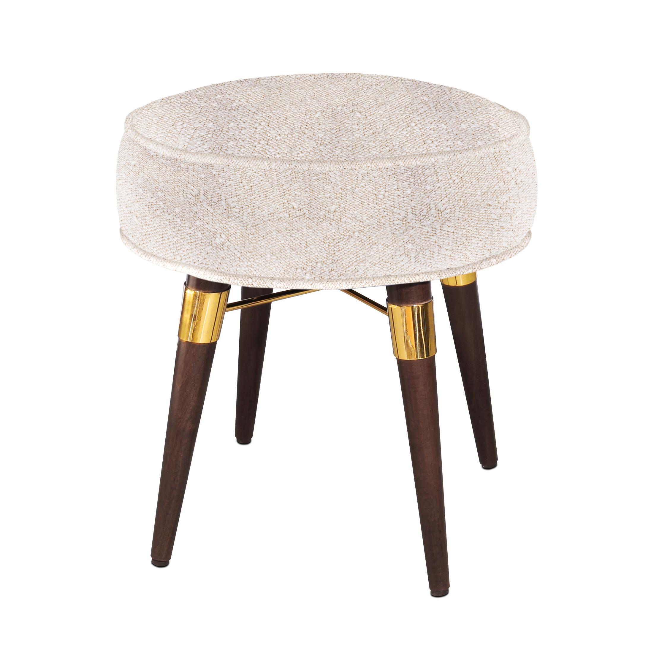 Mid-Century Modern Louis Stool Wood Legs Made in Portugal by Ottiu In New Condition For Sale In RIO TINTO, PT