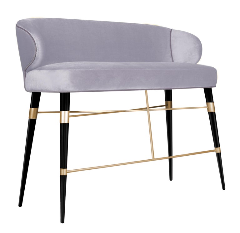 Mid-Century Modern Louis Twin Bar Chair Wood Brass For Sale at 1stDibs