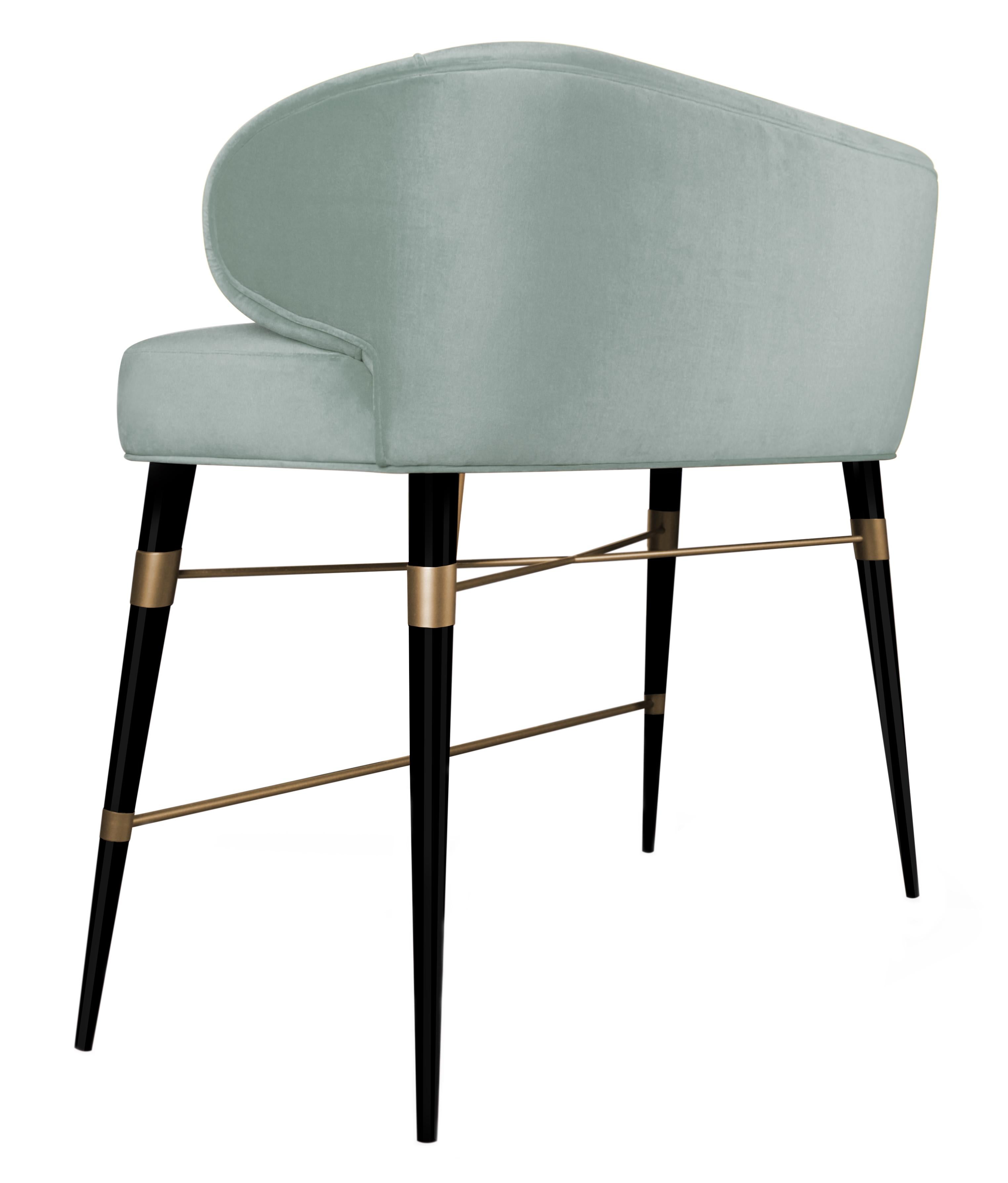 Mid-Century Modern Louis Twin Bar Chair Wood Brass For Sale 1