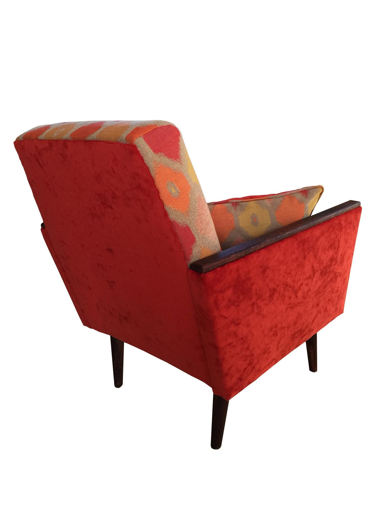20th Century Mid-Century Modern Lounge Armchair in Orange, 1970s For Sale