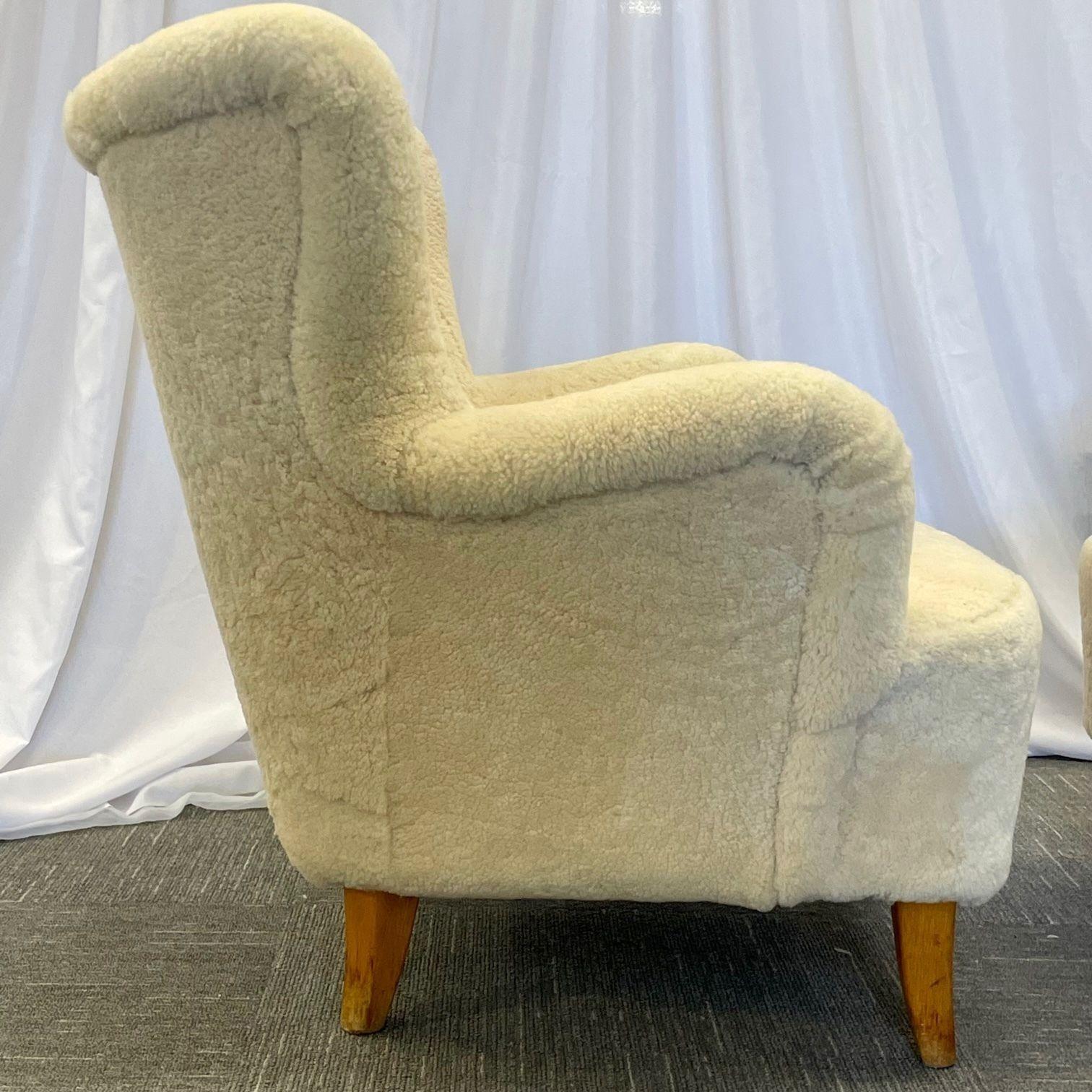 Mid-Century Modern Lounge / Armchairs by Ilmari Lappalainen for Asko, Sheepskin In Good Condition In Stamford, CT