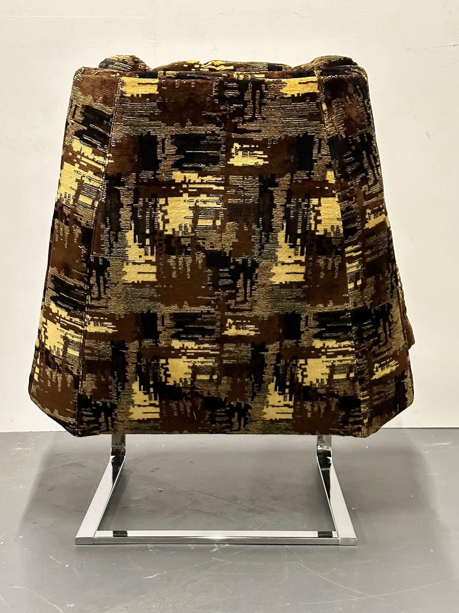 Sedia da salotto moderna di metà secolo, stile Adrian Pearsall, americana, cromata, anni '50 in vendita 3