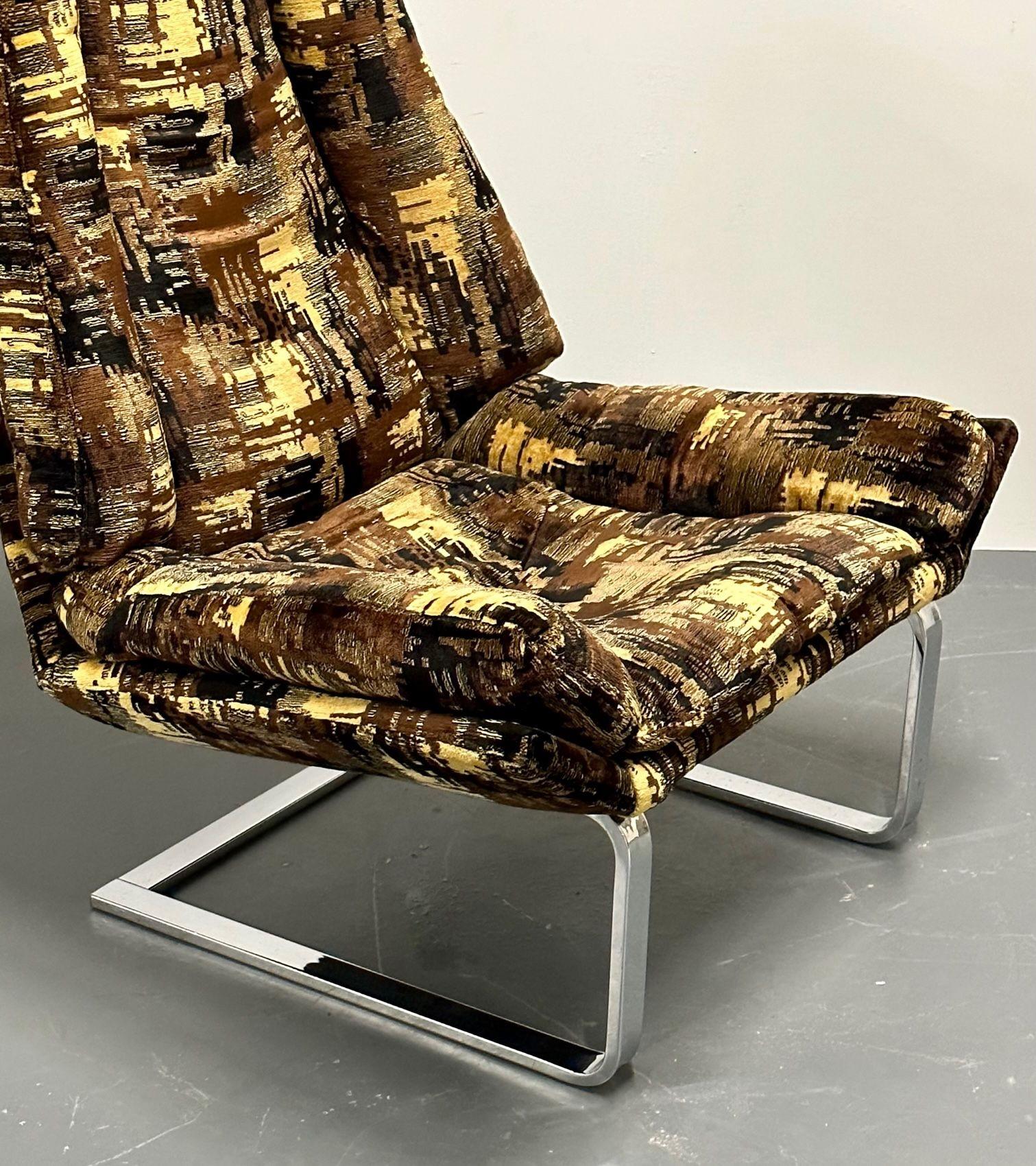 Mid-Century Modern Lounge Chair, Adrian Pearsall Style, American, Chrome, 1950s For Sale 4