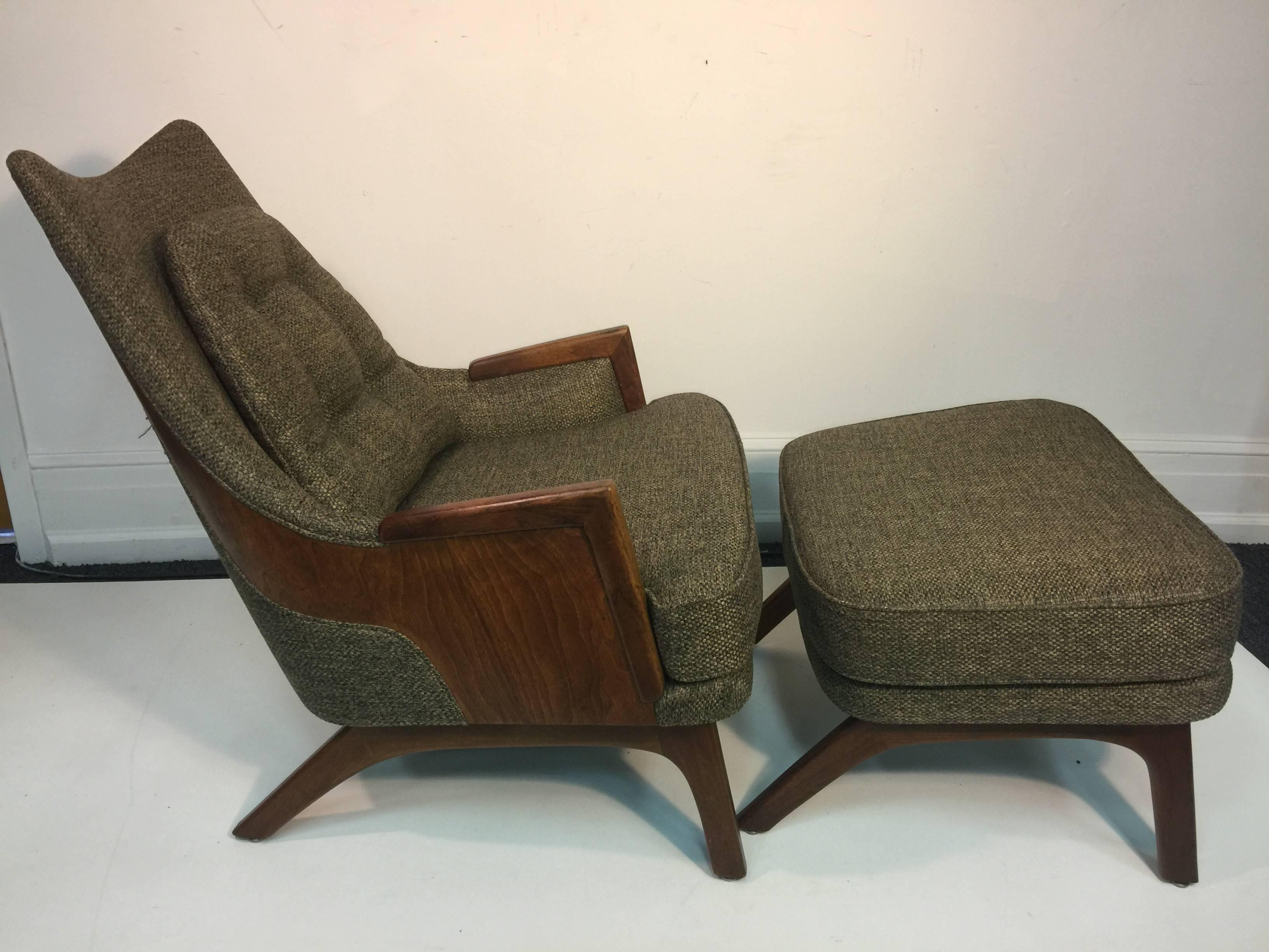 American Mid-Century Modern Lounge Chair and Ottoman by Adrian Pearsall