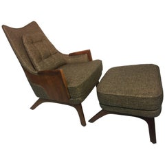 Mid-Century Modern Lounge Chair and Ottoman by Adrian Pearsall