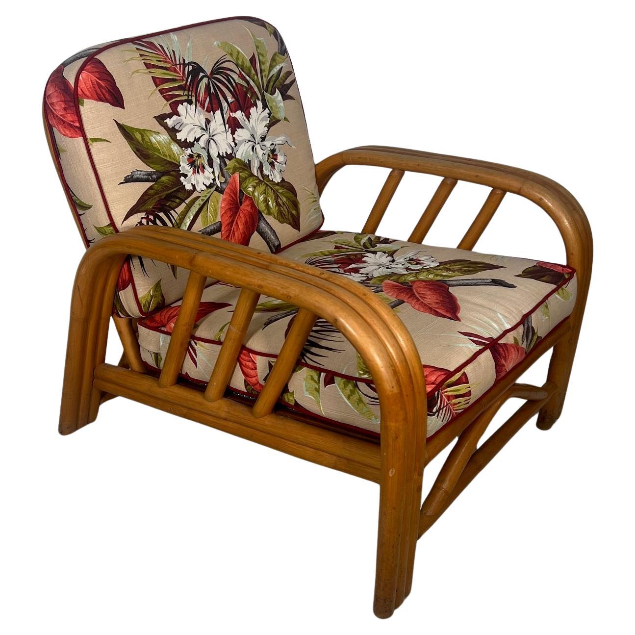 Mid Century Modern Lounge Chair Bamboo Rattan Beverly Hills Sun Room For Sale