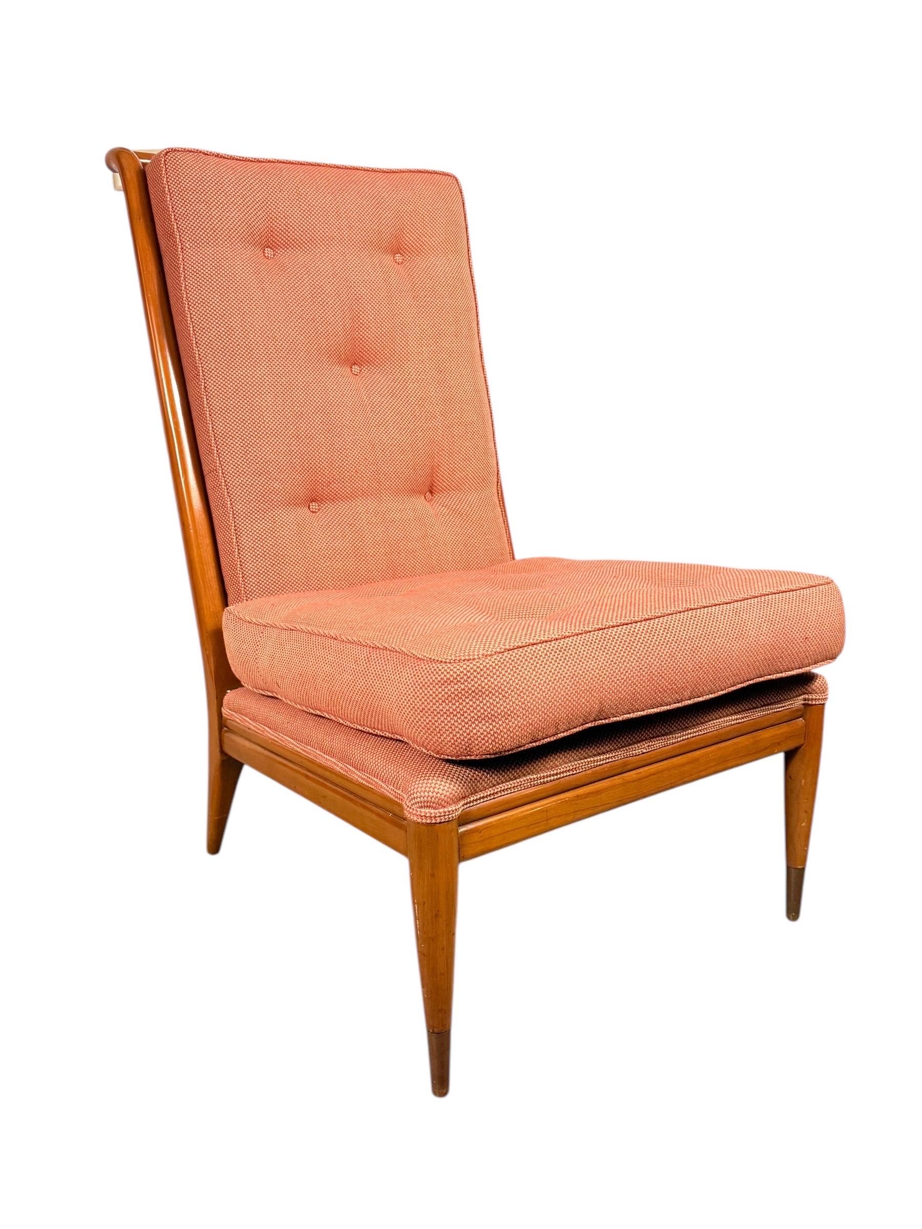 Silla de salón moderna de mediados de siglo de John Stuart Clingman para John Widdicomb Tela en venta
