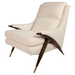 Lounge Chair by Karpen of California Newly Upholstered in Boucle, USA, c. 1960s