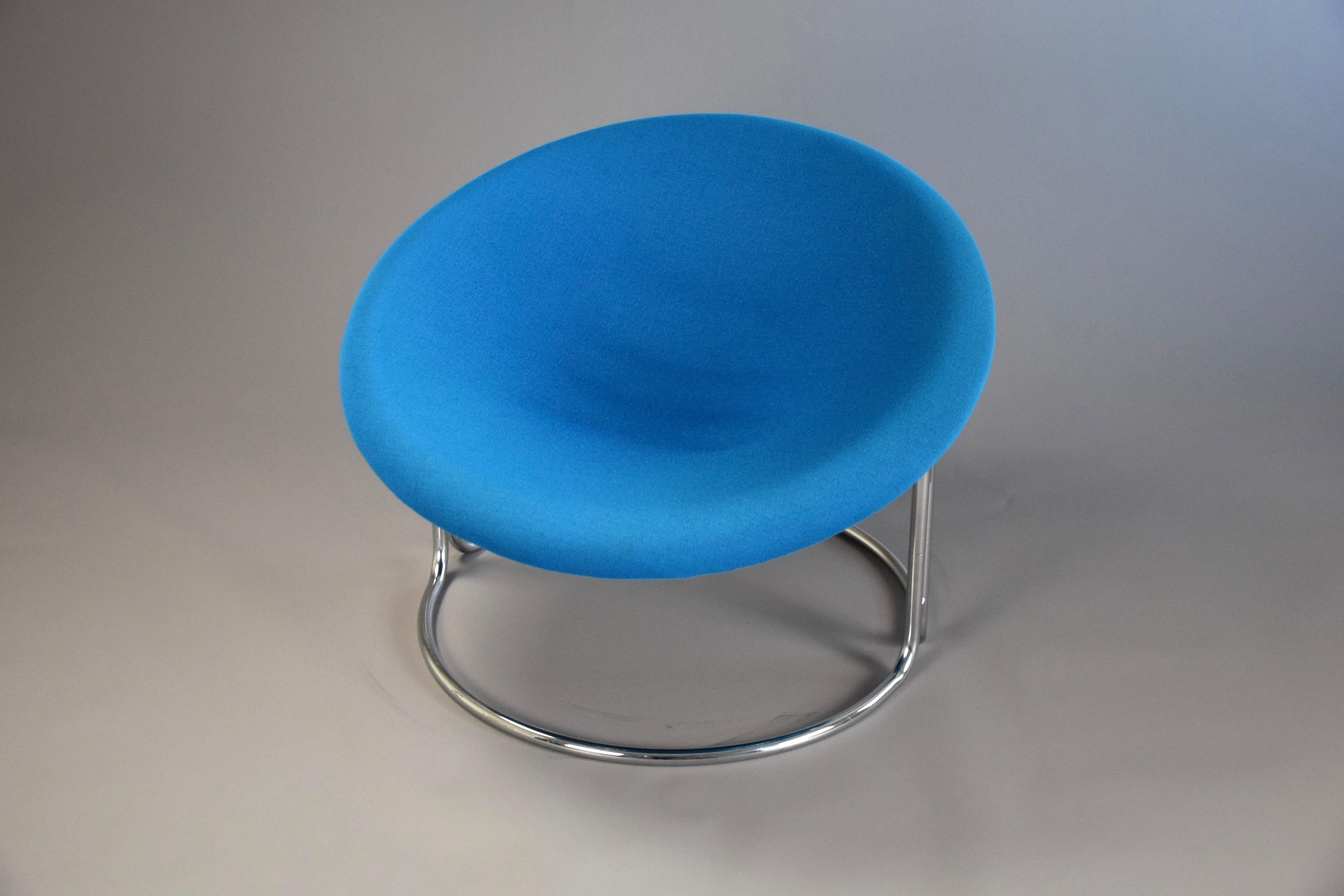 Stainless Steel Mid-Century Modern Blue Lounge Chair by Luigi Colani, 1968