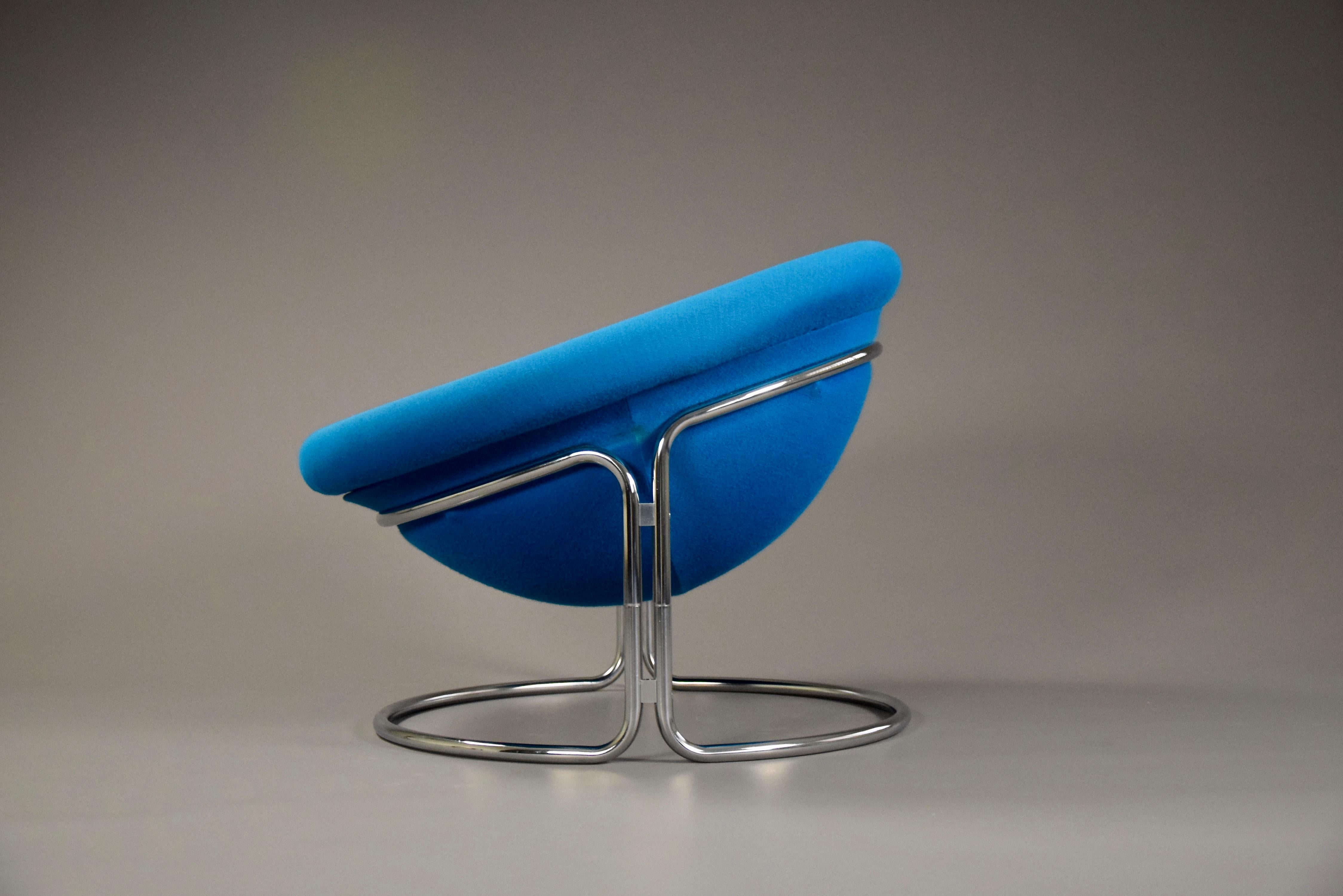 Plated Mid-Century Modern Blue Lounge Chair by Luigi Colani, 1968