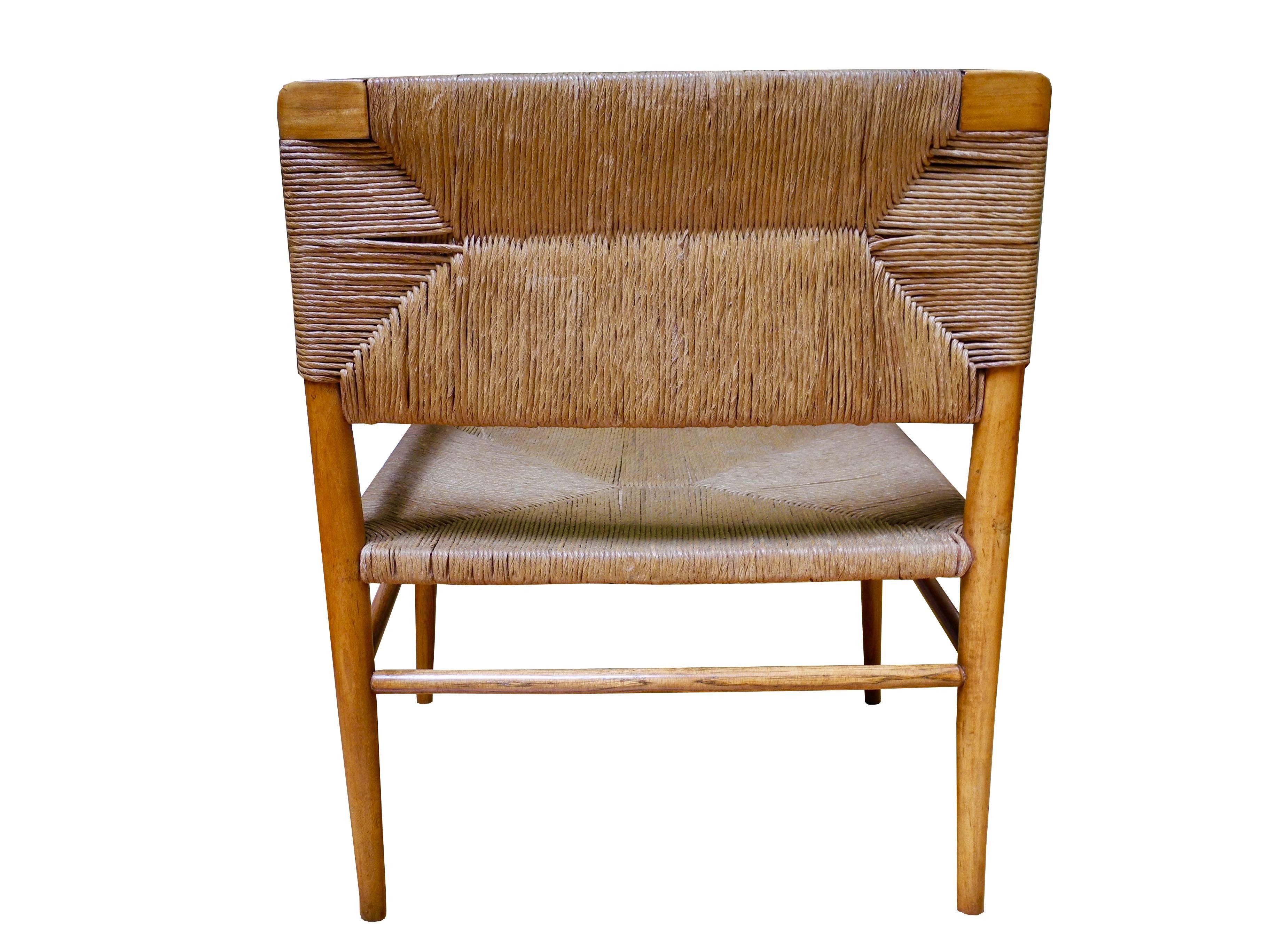 Mid-Century Modern Lounge Chair by Mel Smilow Furniture in Walnut and Rush For Sale 1