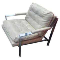 Mid-Century Modern Lounge Chair by Milo Baughman Chrome with Faux Crocodile 1968