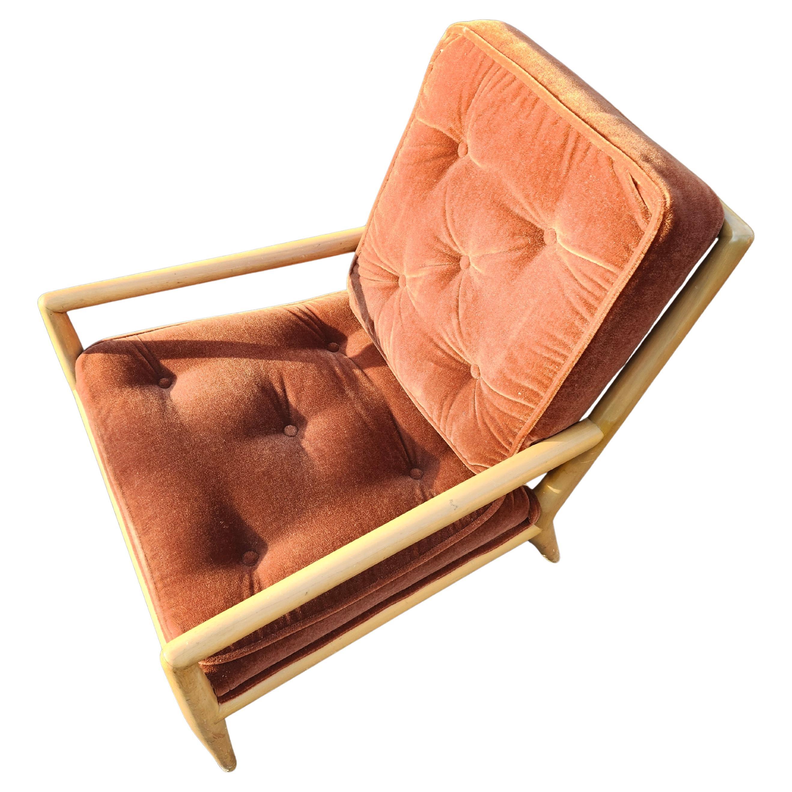Americano Sedia da salotto moderna di metà secolo di TH Robsjohn Gibbings con cuscini in mohair in vendita