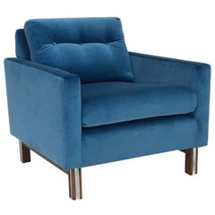 Retro Mid-Century Modern Lounge Chair in Electric Blue