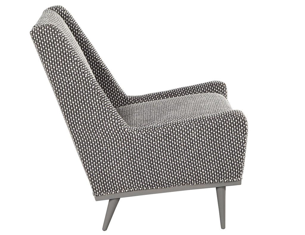 Fabric Mid-Century Modern Lounge Chair in Grey Lacquer For Sale