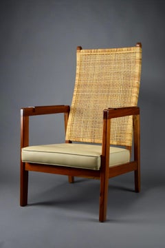 Sedia da salotto moderna di metà secolo in Wood e Cane