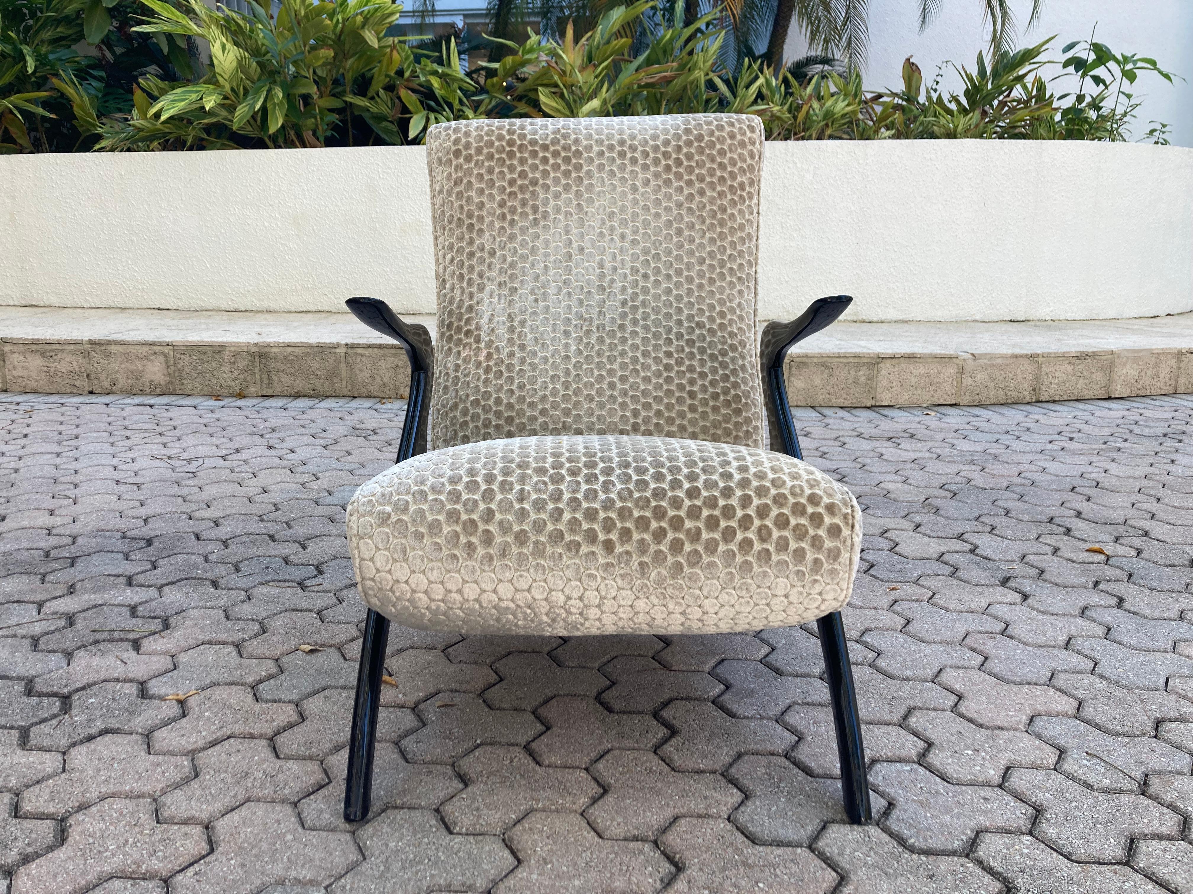 Fabric Mid-Century Modern Lounge Chair, Italy, 1960s