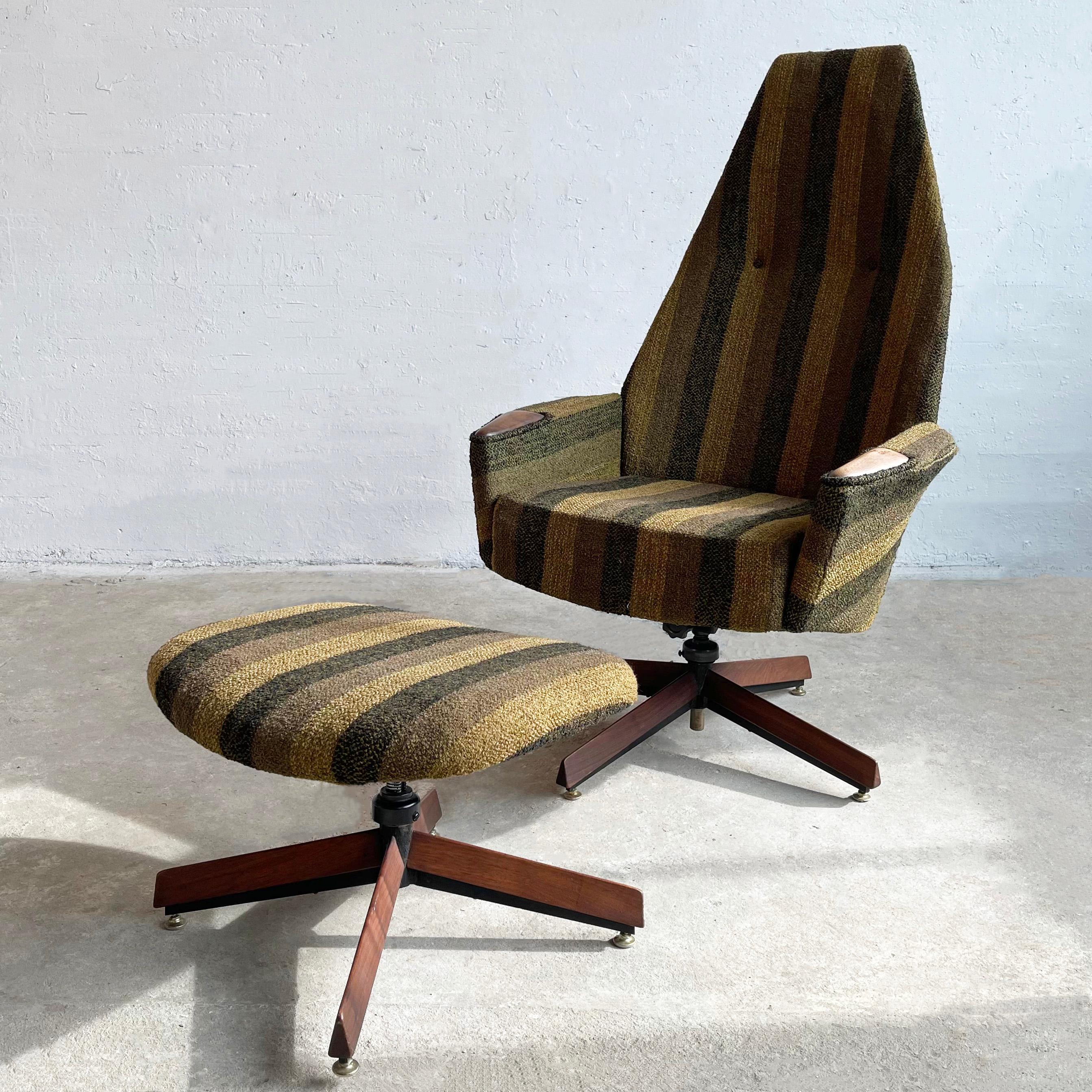 American Mid-Century Modern Lounge Chair Ottoman Set By Adrian Pearsall, Craft Associates For Sale