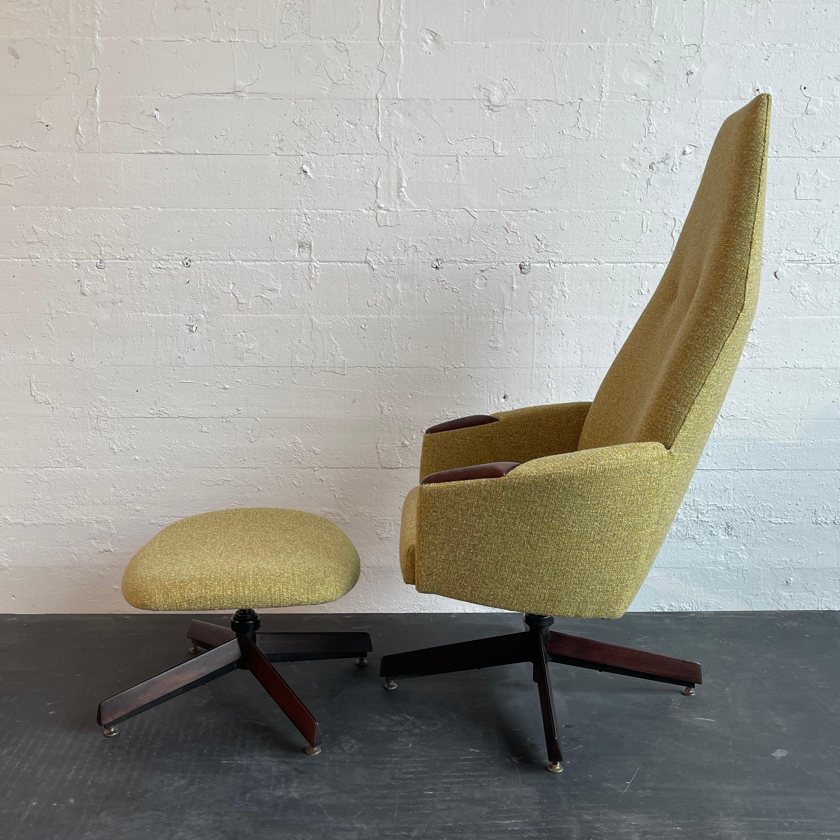 20th Century Mid-Century Modern Lounge Chair Ottoman Set By Adrian Pearsall, Craft Associates For Sale