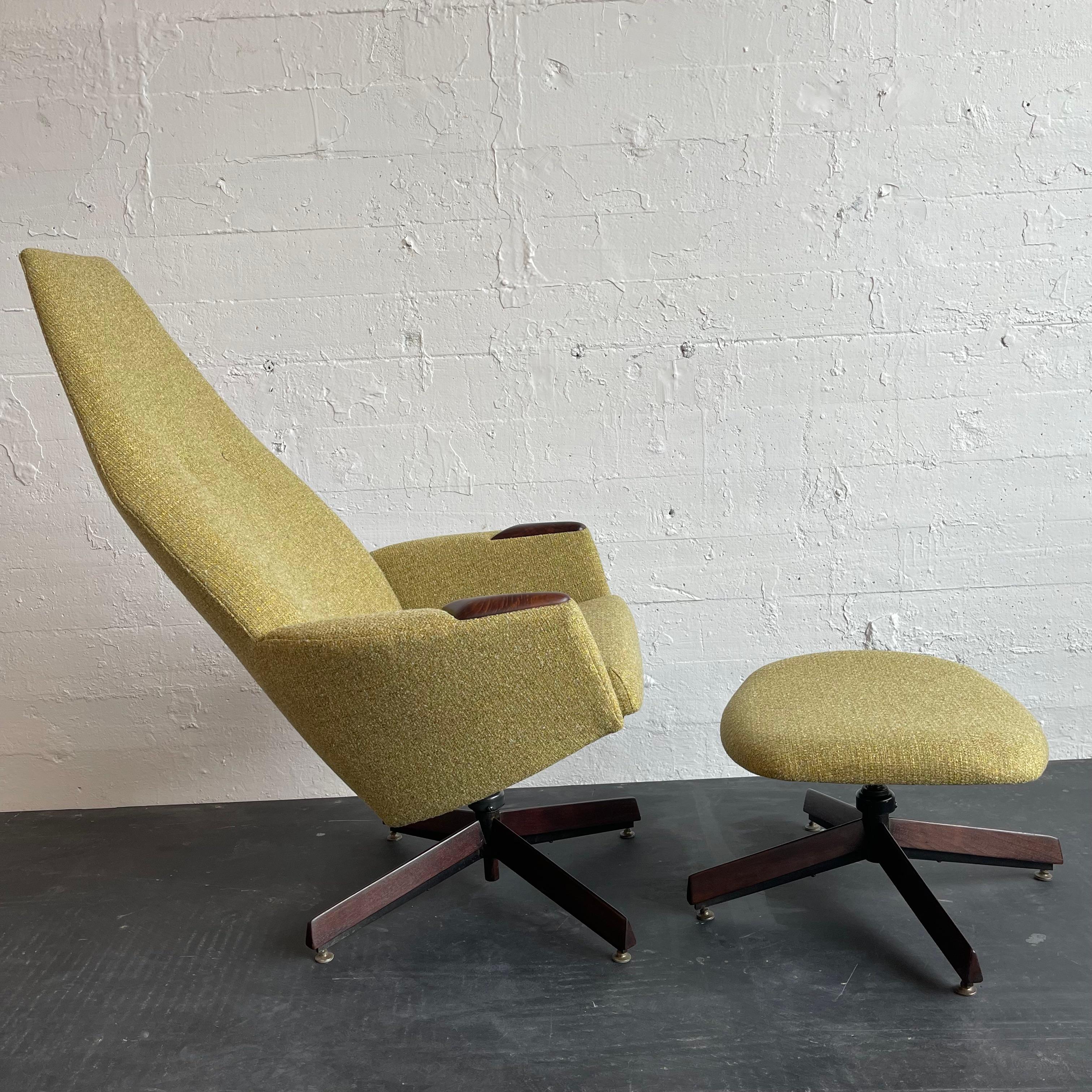 Fabric Mid-Century Modern Lounge Chair Ottoman Set By Adrian Pearsall, Craft Associates For Sale